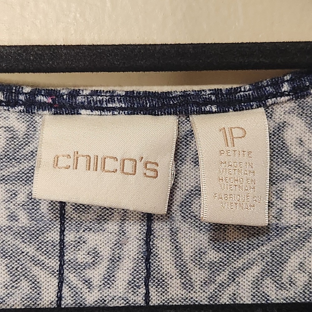 Chicos Blue Long Sleeve Tunic Pockets Size 1P Medium Petite - Picture 3 of 6